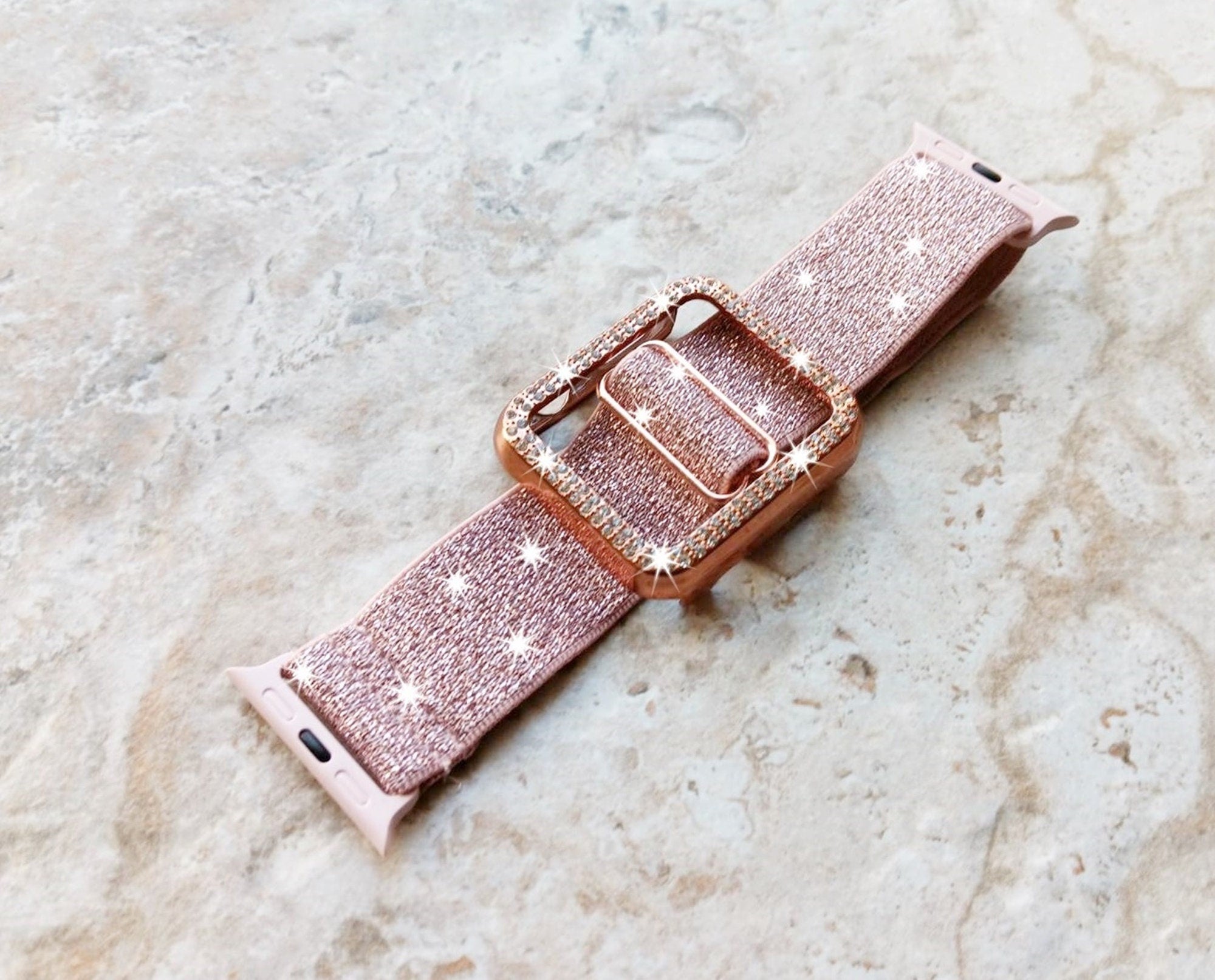 Apple Watch Sparkling Band Set Crystal Bezel Case Cover for Ultra 2 9 8 7 SE 6 5 4 3 2 1 49mm 45mm 44mm 42mm 41 40 38mm Elastic Adjust Strap